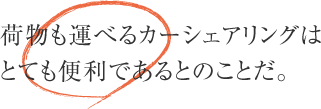 荷物も運べるカーシェアリングはとても便利であるとのことだ。