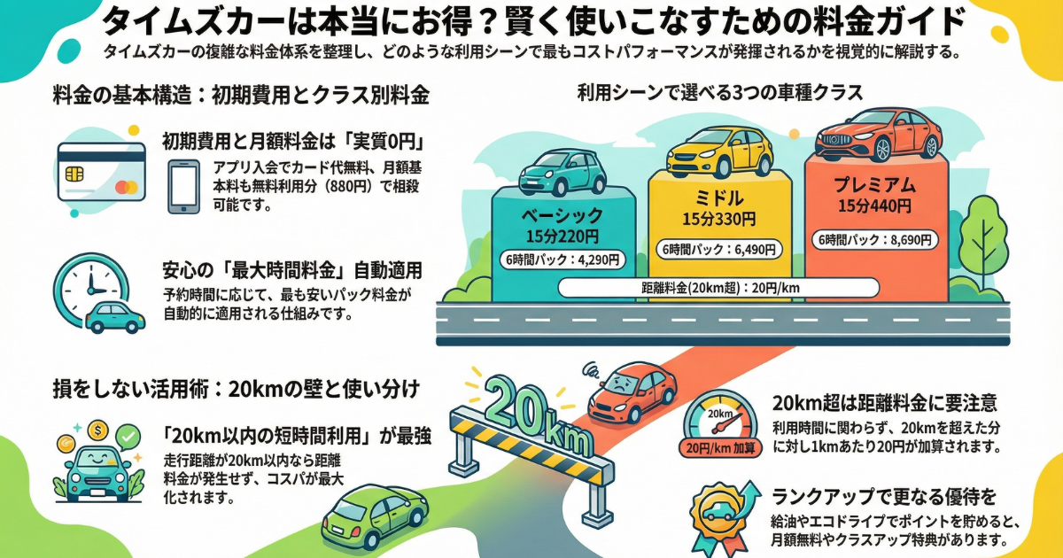タイムズカーは「安い」？「高い」？お得に賢く利用するために、料金 
